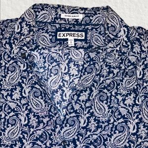 Express Men’s Navy Paisley L/S Dress Shirt